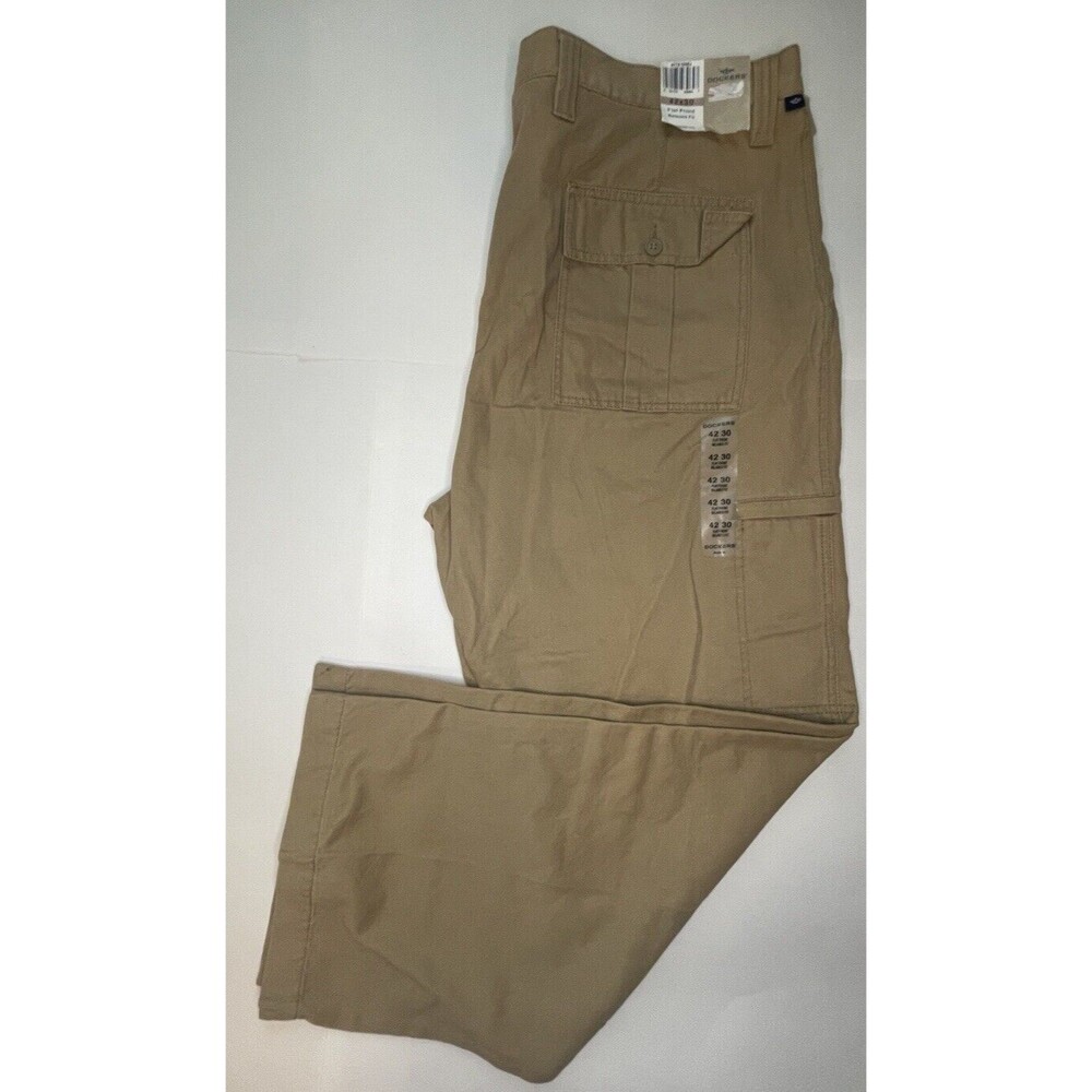 Dockers Side Zip Khaki Chino Flat Front Relaxed Fit 42x30 NWT MSRP $50